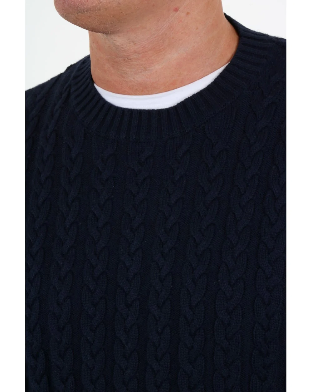 Weekend Offender Woods Cable Knit Jumper Navy - Image 2
