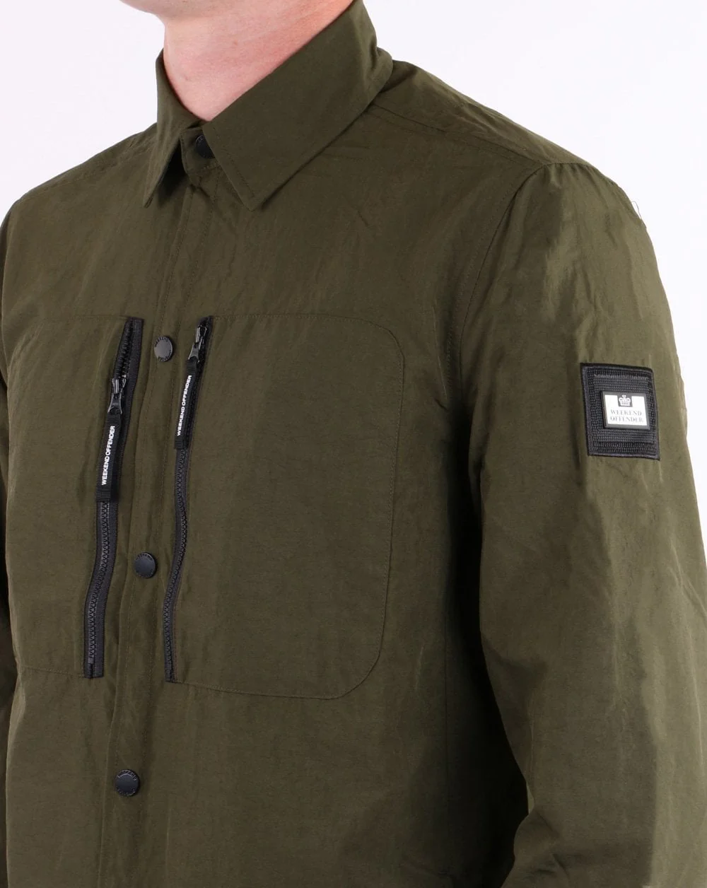 Weekend Offender Zip Pocket Overshirt Deep Forest - Image 3